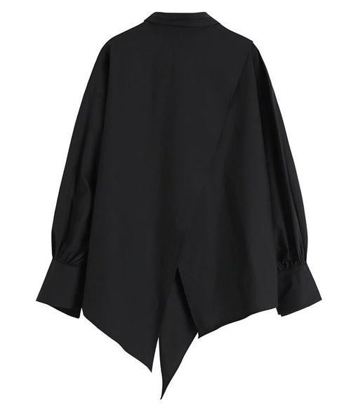 Asymmetric Hem Volume Sleeve Shirt